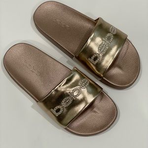 Bebe Felizia Rose Gold Sandals/Flip Flops/Slides